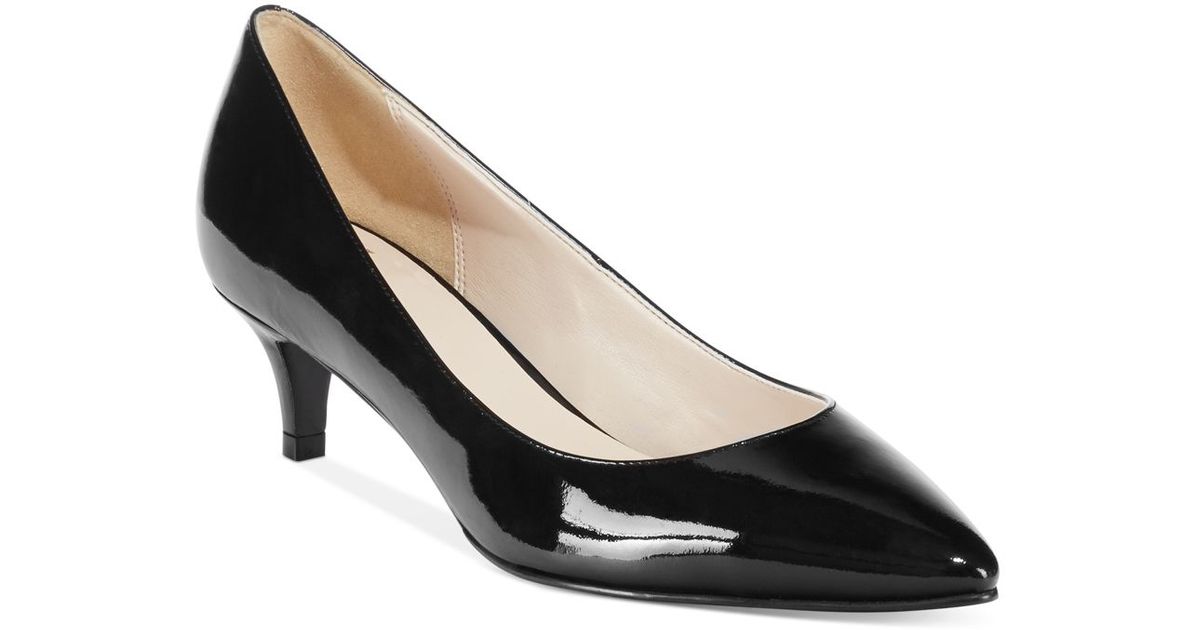 Cole Haan Leather Juliana Kitten Heel Pumps in Black Patent (Black) Lyst